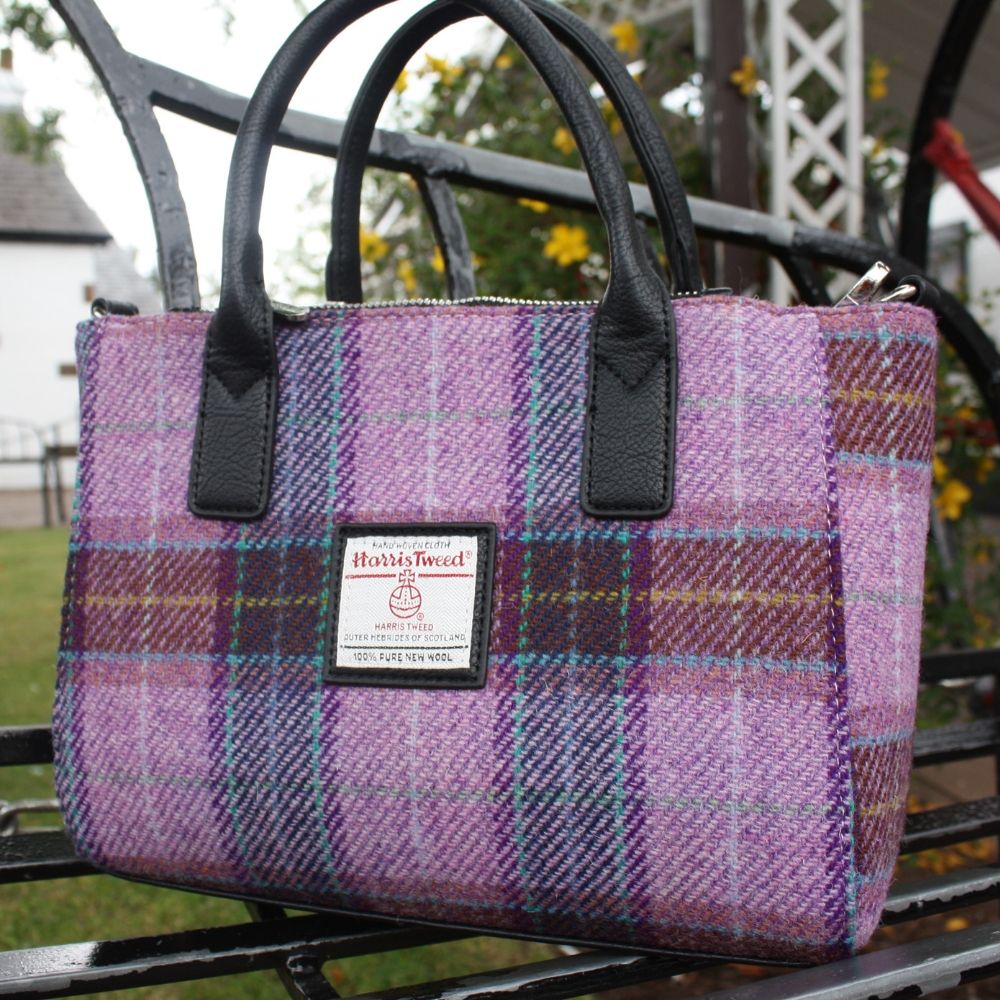 pink harris tweed bag